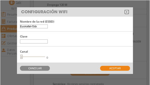 Área Cliente - Personalizar clave WiFi 4