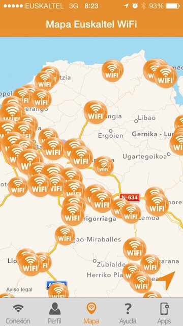 WiFi Euskaltel Kalean iOS